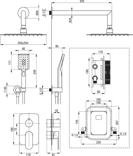 Душевая система со смесителем Deante Alpinia-4