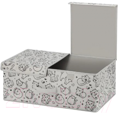 Коробка для хранения El Casa Котик черный на сером / 490348 - фото