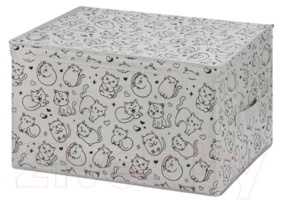 Коробка для хранения El Casa Котик черный на сером / 490355 - фото