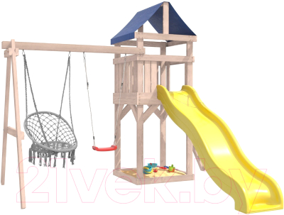 Игровой комплекс National Tree Company С качелями лодочка IgroWoods / ДКНП-2 (не окрашен) - фото