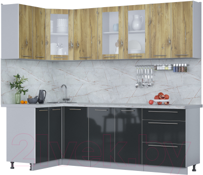 Кухонный гарнитур Интерлиния Мила Пластик 1.2x2.4 - фото
