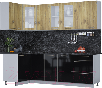 Кухонный гарнитур Интерлиния Мила Пластик 1.2x2.4 - фото