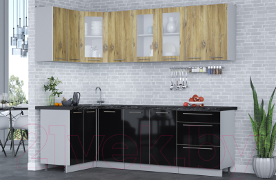 Кухонный гарнитур Интерлиния Мила Пластик 1.2x2.4