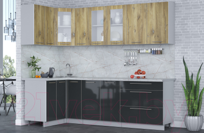 Кухонный гарнитур Интерлиния Мила Пластик 1.2x2.5