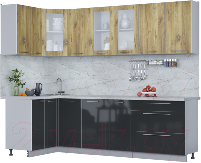 Кухонный гарнитур Интерлиния Мила Пластик 1.2x2.6 - фото