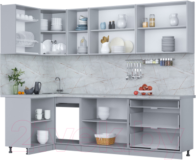 Кухонный гарнитур Интерлиния Мила Пластик 1.2x2.6