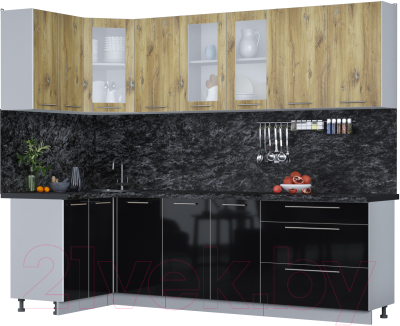 Кухонный гарнитур Интерлиния Мила Пластик 1.2x2.6 - фото