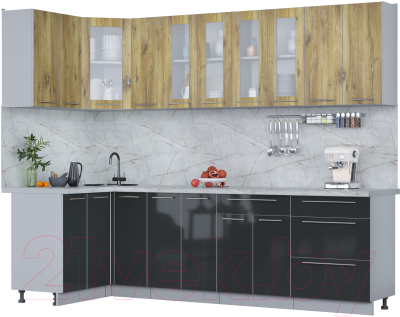 Кухонный гарнитур Интерлиния Мила Пластик 1.2x2.7 - фото