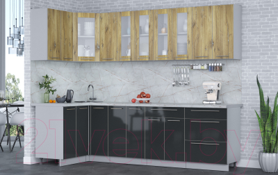 Кухонный гарнитур Интерлиния Мила Пластик 1.2x2.7