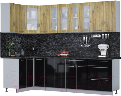 Кухонный гарнитур Интерлиния Мила Пластик 1.2x2.7 - фото