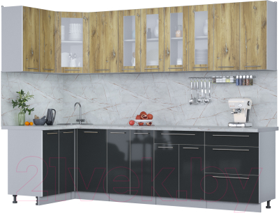 Кухонный гарнитур Интерлиния Мила Пластик 1.2x2.8 - фото