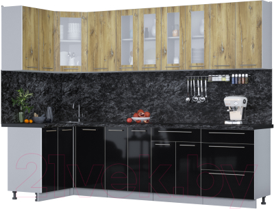 Кухонный гарнитур Интерлиния Мила Пластик 1.2x2.8 - фото