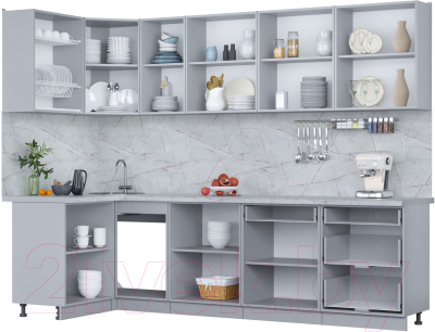 Кухонный гарнитур Интерлиния Мила Пластик 1.2x2.8