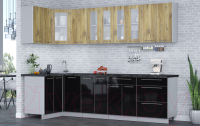 Кухонный гарнитур Интерлиния Мила Пластик 1.2x2.8