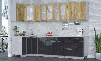 Кухонный гарнитур Интерлиния Мила Пластик 1.2x2.9