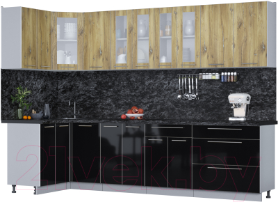 Кухонный гарнитур Интерлиния Мила Пластик 1.2x3.0 - фото