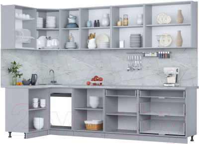 Кухонный гарнитур Интерлиния Мила Пластик 1.2x3.0