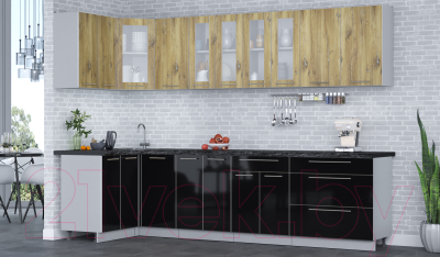 Кухонный гарнитур Интерлиния Мила Пластик 1.2x3.0