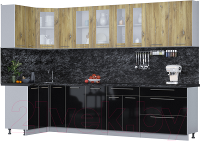 Кухонный гарнитур Интерлиния Мила Пластик 1.2x3.1 - фото