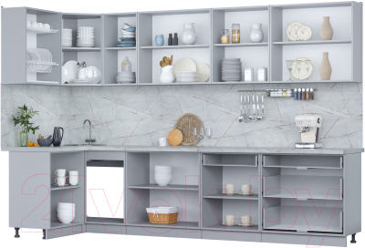 Кухонный гарнитур Интерлиния Мила Пластик 1.2x3.2
