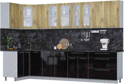 Кухонный гарнитур Интерлиния Мила Пластик 1.2x3.2 - фото