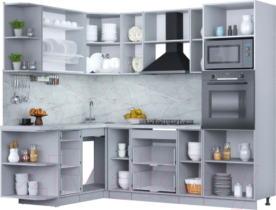 Кухонный гарнитур Интерлиния Мила Пластик 1.68x2.4 левая