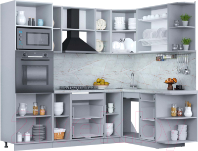 Кухонный гарнитур Интерлиния Мила Пластик 1.68x2.4 правая