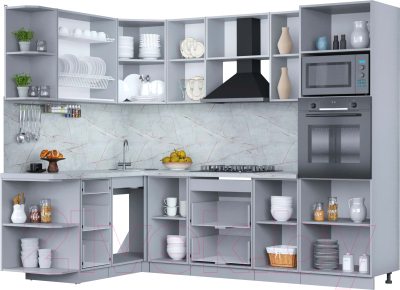 Кухонный гарнитур Интерлиния Мила Пластик 1.68x2.6 левая