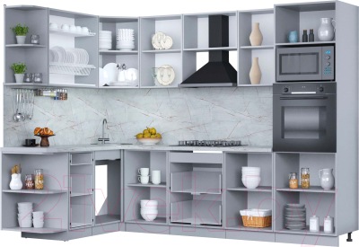 Кухонный гарнитур Интерлиния Мила Пластик 1.68x2.8 левая