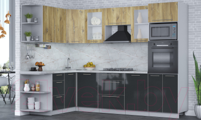 Кухонный гарнитур Интерлиния Мила Пластик 1.68x2.8 левая