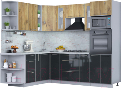 Кухонный гарнитур Интерлиния Мила Пластик 1.88x2.4 левая - фото