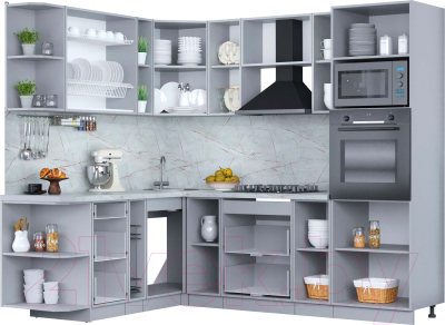 Кухонный гарнитур Интерлиния Мила Пластик 1.88x2.4 левая