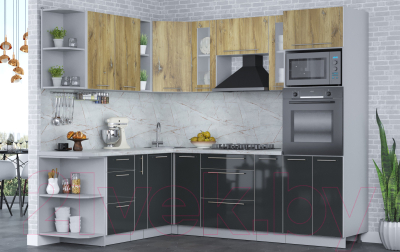 Кухонный гарнитур Интерлиния Мила Пластик 1.88x2.4 левая