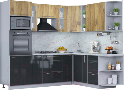 Кухонный гарнитур Интерлиния Мила Пластик 1.88x2.4 правая - фото