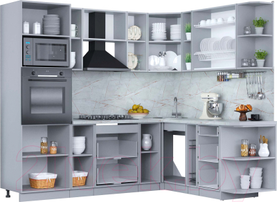 Кухонный гарнитур Интерлиния Мила Пластик 1.88x2.4 правая