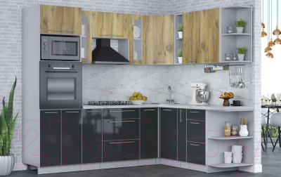 Кухонный гарнитур Интерлиния Мила Пластик 1.88x2.4 правая