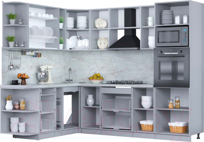 Кухонный гарнитур Интерлиния Мила Пластик 1.88x2.6 левая