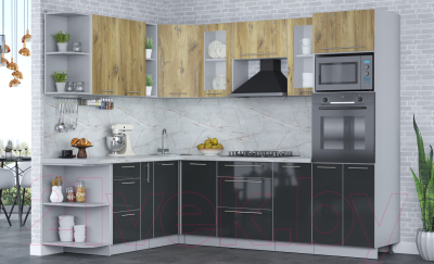 Кухонный гарнитур Интерлиния Мила Пластик 1.88x2.6 левая