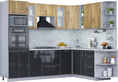 Кухонный гарнитур Интерлиния Мила Пластик 1.88x2.6 правая - фото