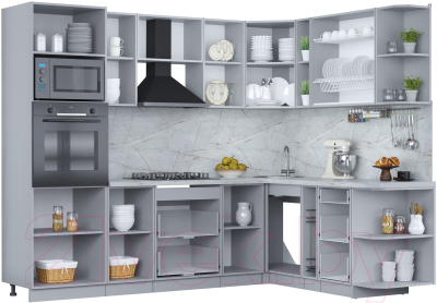 Кухонный гарнитур Интерлиния Мила Пластик 1.88x2.6 правая