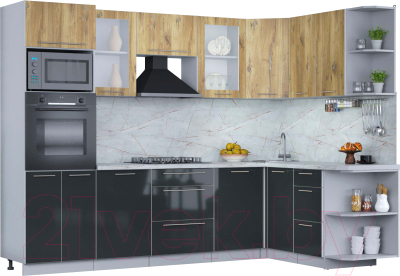 Кухонный гарнитур Интерлиния Мила Пластик 1.88x2.8 правая - фото