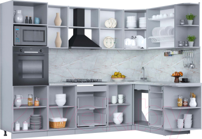 Кухонный гарнитур Интерлиния Мила Пластик 1.88x2.8 правая