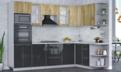 Кухонный гарнитур Интерлиния Мила Пластик 1.88x2.8 правая