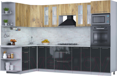 Кухонный гарнитур Интерлиния Мила Пластик 1.88x3.0 левая - фото