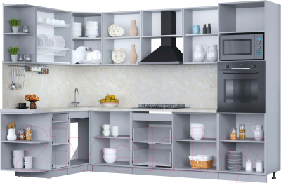 Кухонный гарнитур Интерлиния Мила Пластик 1.88x3.0 левая