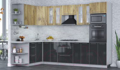 Кухонный гарнитур Интерлиния Мила Пластик 1.88x3.0 левая