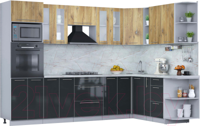 Кухонный гарнитур Интерлиния Мила Пластик 1.88x3.0 правая - фото