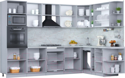 Кухонный гарнитур Интерлиния Мила Пластик 1.88x3.0 правая