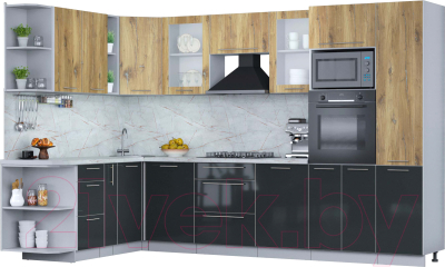 Кухонный гарнитур Интерлиния Мила Пластик 1.88x3.2 левая - фото