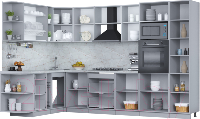 Кухонный гарнитур Интерлиния Мила Пластик 1.88x3.2 левая